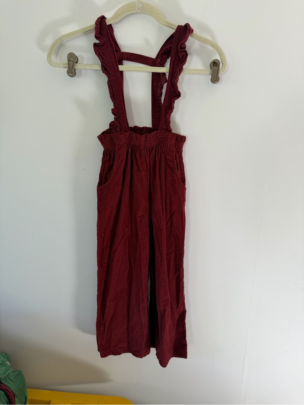 Ruffle Butts Maroon Ruffle-Strap wide leg Jumper Romper
